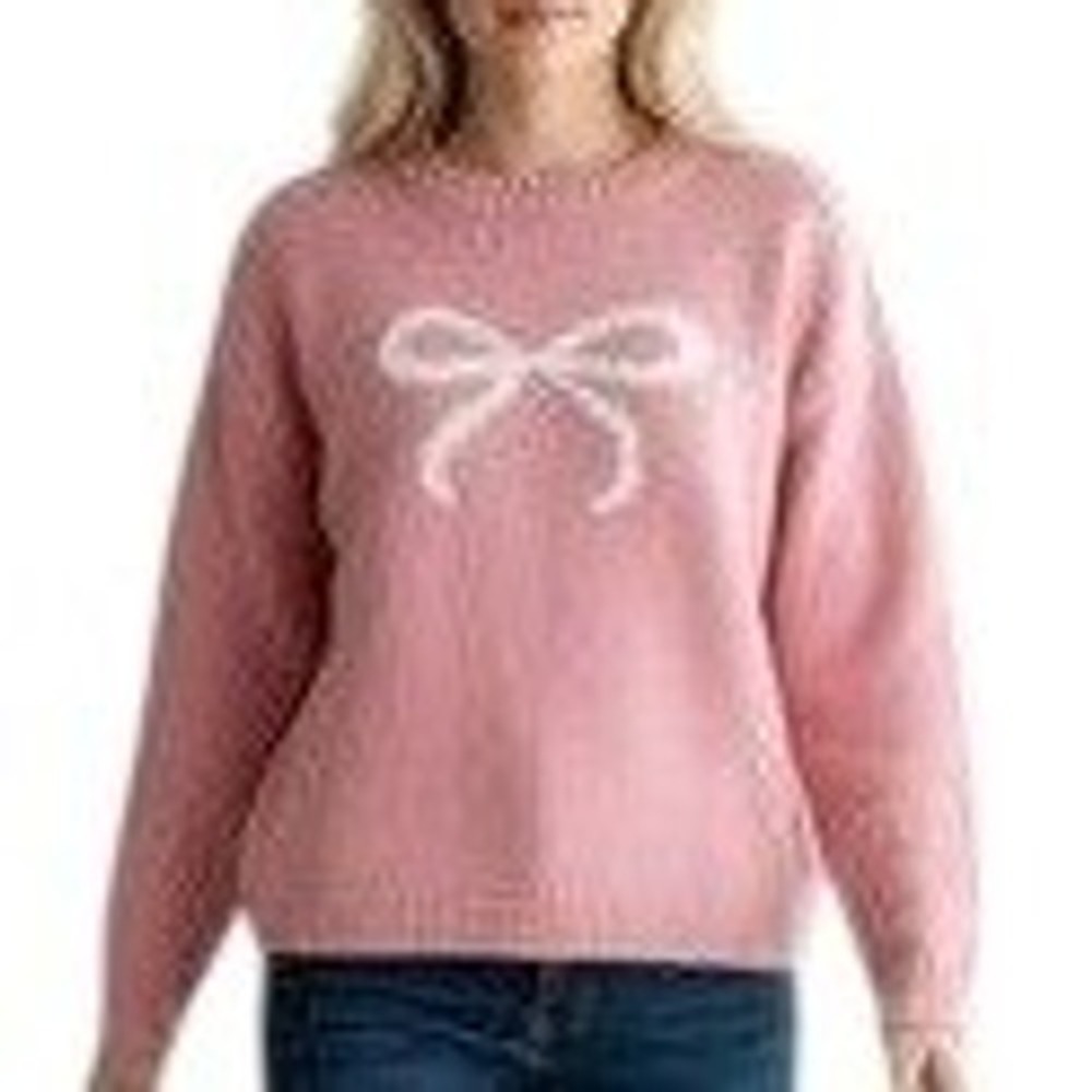 Sincerely Jules Pink Bow Knit Crewneck‎ Sweater Size Medium